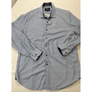 WRK Button Down Shirt Men's Size 17.5 4 Way Stretch White Diamond Design